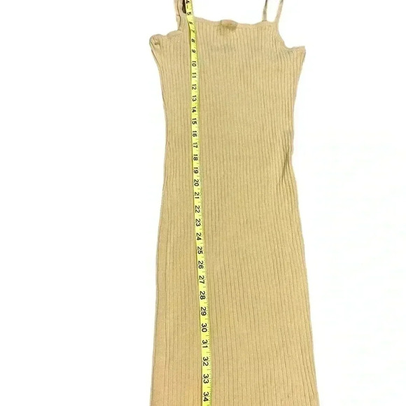 House of Harlow 1960 Tan Ribbed Bodycon Midi Dress + Matching cardigan sz med - Picture 6 of 11